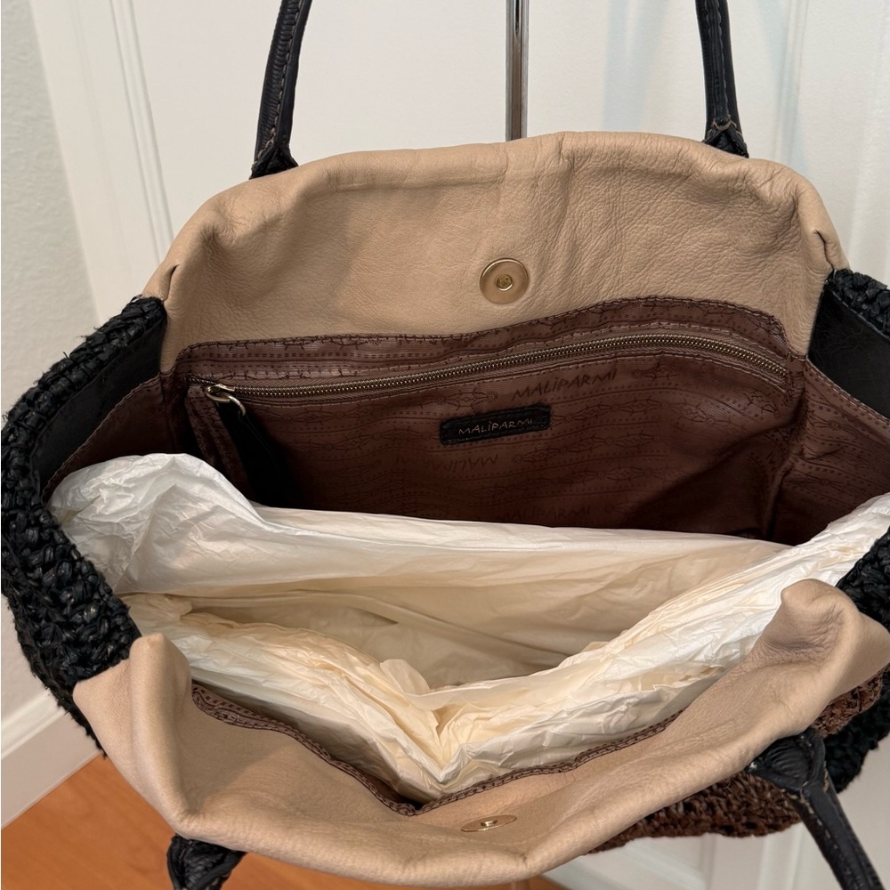 Maliparmi Black, Brown & Beige Woven Tote Bag - Picture 2 of 4
